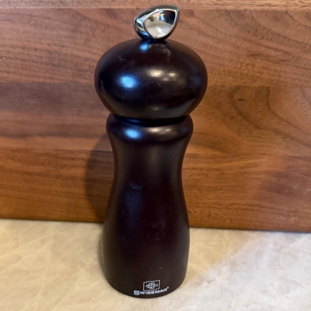Swissmar chocolate brown wood salt or pepper grinder 6”